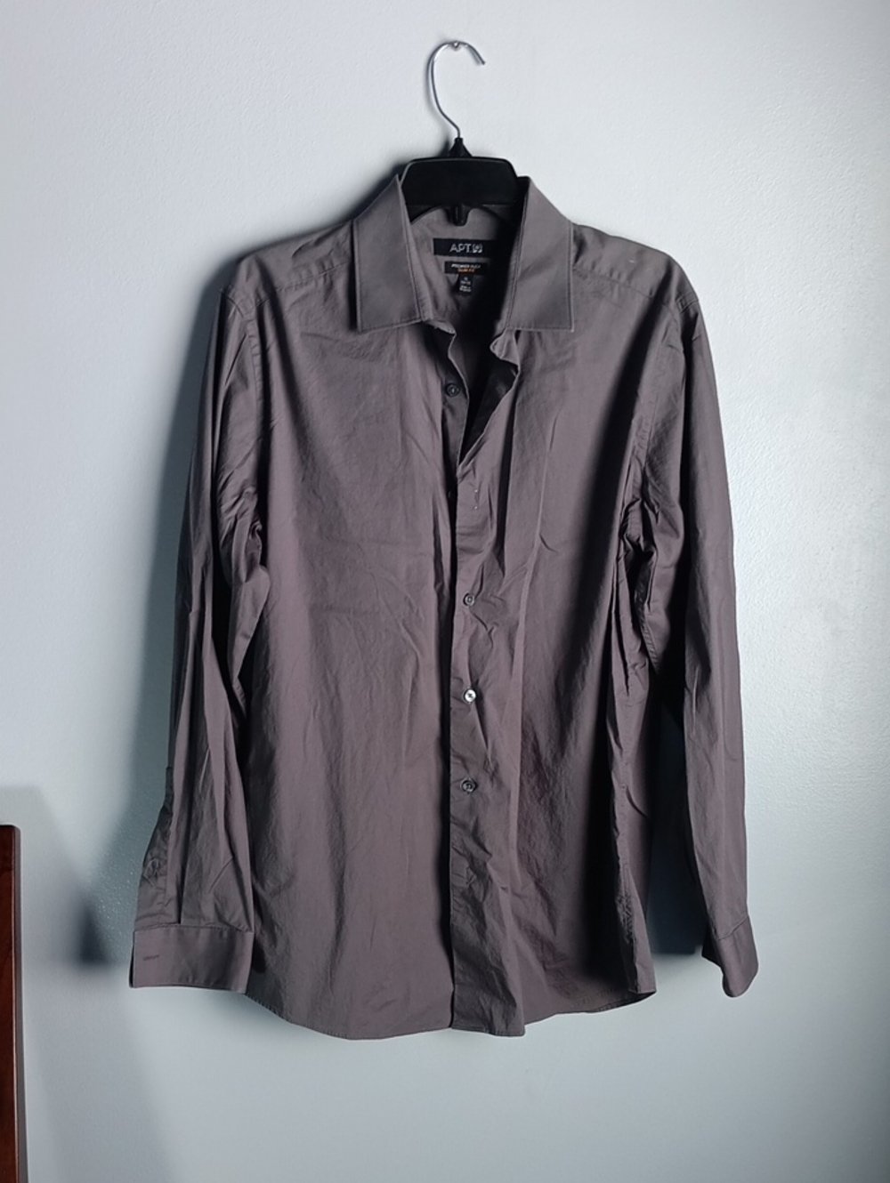 Apt. 9 Men's Button-Up Cotton  Dress Shirt - Charcoal Gray